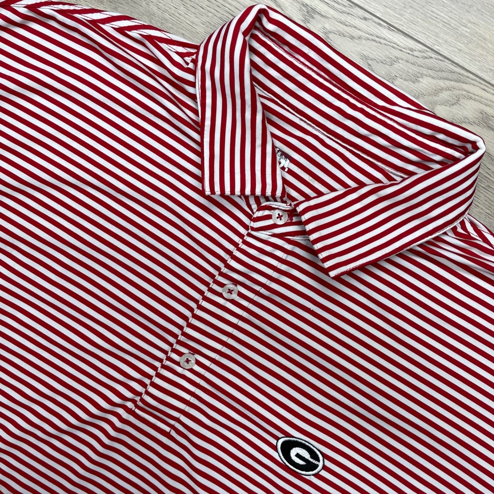 Onward Reserve Polo Shirt Mens XL Red Striped Georgia Bulldogs NCAA FAIR READ